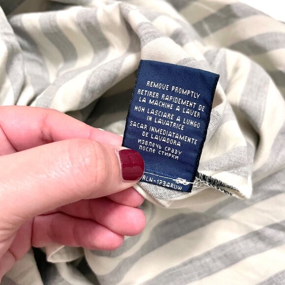 Ralph Lauren Cotton Silk Blend Black Ivory Stripe Midi Skirt Size 6 Vintage Old - Picture 8 of 8